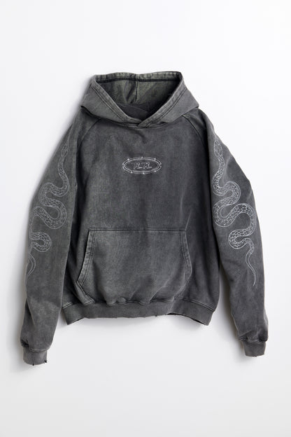 Vintage faded black oversized snake hoodie