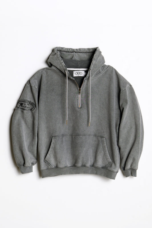 mens quarter zip hoodie with patch